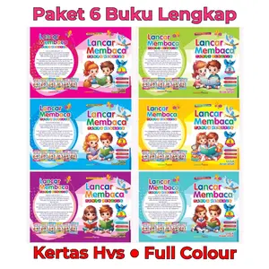 Paket 6 Buku Lancar Membaca Tanpa Mengeja Lengkap Jilid 1-6 - LM Books Hvs Putih
