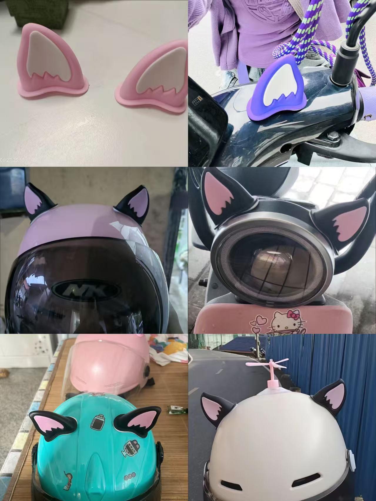 Aksesori 3D Helm Mobil Listrik: Sayap & Telinga Hiasan, Pita Ekor untuk Personalisasi