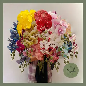 Artificial K9 Real Touch Large Orchids Bunga Anggrek Latex Artificial Flower Bunga Palsu Wedding Dekorasi Pernikahan Pelaminan