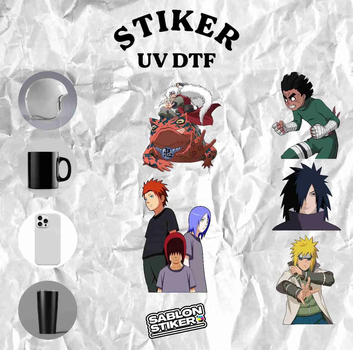 STIKER UV - TEMA NARUTO VOL.2 | STICKER TUMBLER, STICKER MUG, STIKER SOFTCASE, STIKER MOTOR, STICKER MOBIL, STICKER UV DTF TAHAN AIR DAN TAHAN PANAS