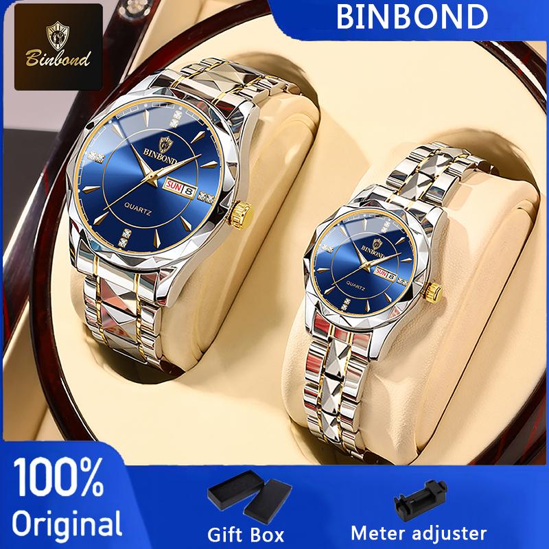 Đồng Hồ Cặp Đôi, Binbond B5552, Sang Trọng Hàng Đầu, Chính Hãng, Đồng Hồ Thạch Anh Cho Nam Và Nữ, Đồng Hồ Đeo Tay Nữ Sang Trọng, Thép Không Gỉ, Chống Nước 30M, Thích Hợp Cho Tình Nhân 1