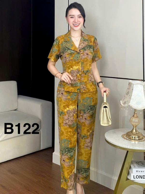  Minh Anh - Set Đồ Bộ Trung Niên Bâu Vest Lụa Mango Loại 1 Sang Trọng Mềm Mịn Freesize 45-70kg Thời Trang Dễ Phối Đồ 