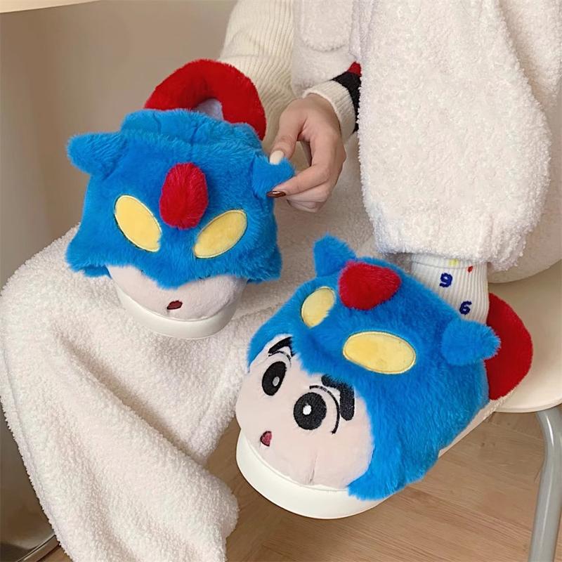  Giày Bông Xixitiao Giày Lười Nam Giày Mùa Đông Dép EVA Nữ Có Họa Tiết Hoạt Hình Shin-chan Dễ Thương.Giày nhà 