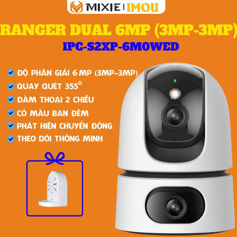 Camera Imou 2 Mắt Trong Nhà IMOU Ranger Dual S2XP-6M0WED I Tầm Nhìn Ban Đêm Có Màu I Ống Kính Kép Góc Rộng I Bảo Hành 2 Năm fpt cam imou 4k