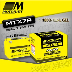 Motobatt AKI MOTOR KAWASAKI NINJA 250 CC KARBU/FI MTX7A 7AH 12V 7AH GelType Teknologi Gel Keawetan 2x Bergaransi Yuasa YTX7-BS