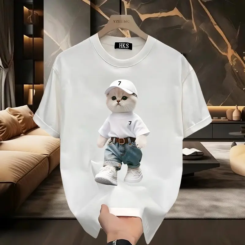 YOUTEE - Jeans white cat | Kaos Distro Hitam Putih Katun Premium Combed 24s Original Design Unisex COD 0