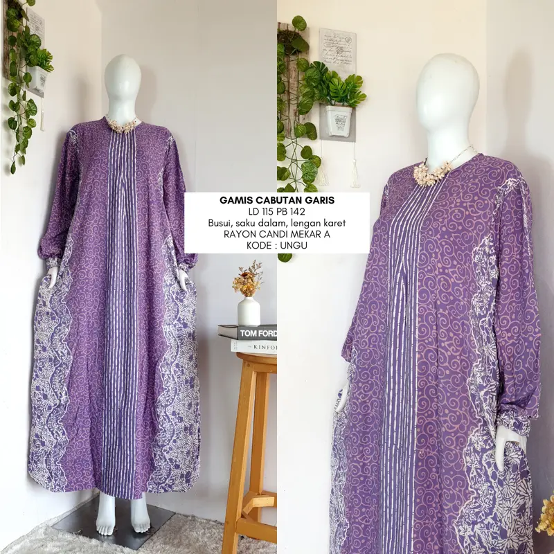 gamis cabutan soft LD 110-120 | busui friendly | gamis batik cap simple casual Muslim Rayon Wanita Baju 2