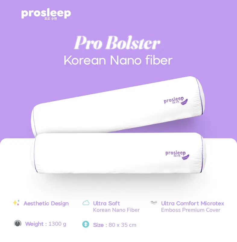 [GULING PREMIUM] Prosleep Probolster Korean Nano Fiber - Guling Hotel Bed - Goose Down Feel - Bulu Angsa Sintetis- Super Empuk Kain Premium Microtex Emboss 1
