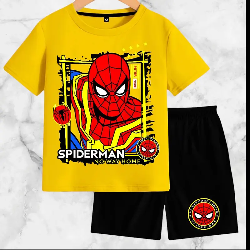 Setelan Baju Anak-Anak Spiderman Kaos Catton Soft 24s DTF/Digital Berat Badan XS-XXXL Fashion Kids - Motif, Celana 0