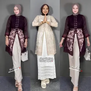 Hadju Tunik Brokat Tali Kancing Mutiara Diamond Tunik Brukat Sapto Baju Kondangan Burkat Wisuda Seragaman Bridesmaids Pesta Baju Borkat Tren Idul Fitri Lebaran 2025 Hari Raya