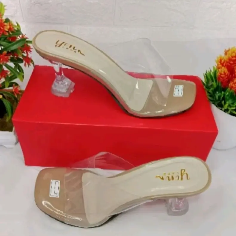 sendal high heels hak kaca 7cm sendal wanita koko mika bening setileeto Sandal 5