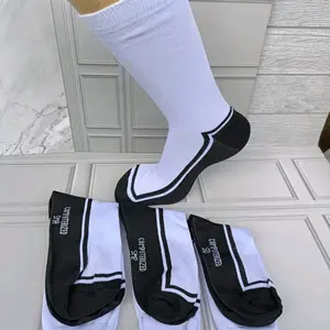 6 Pasang kaos kaki sekolah putih telapak hitam panjang sebetis computer tebal TERLARIS