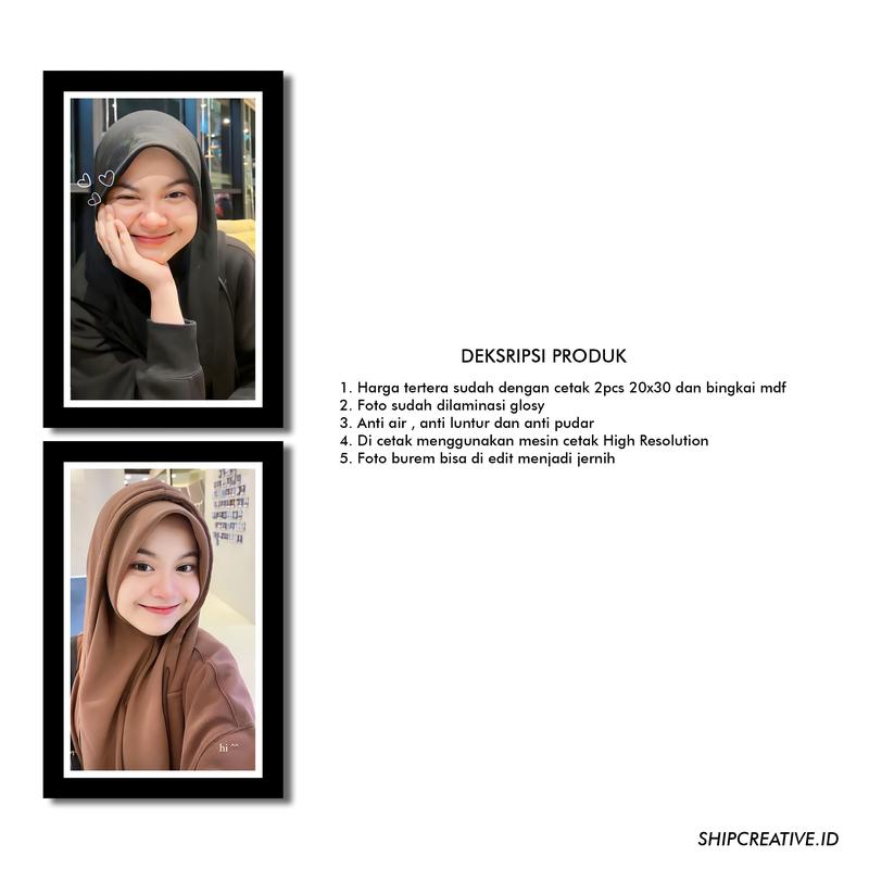 PAKET 2PCS 20X30 (10R) CETAK FOTO DENGAN BINGKAI MDF Dinding Hadiah 2