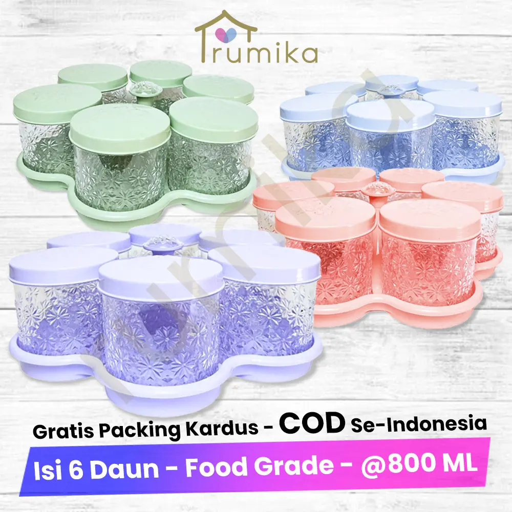 Toples Calista Enam Daun Enam Bunga / Toples Kue Kering Lebaran Set Isi 5 & 6 Pcs - Hampers Kado Food Grade & PP5