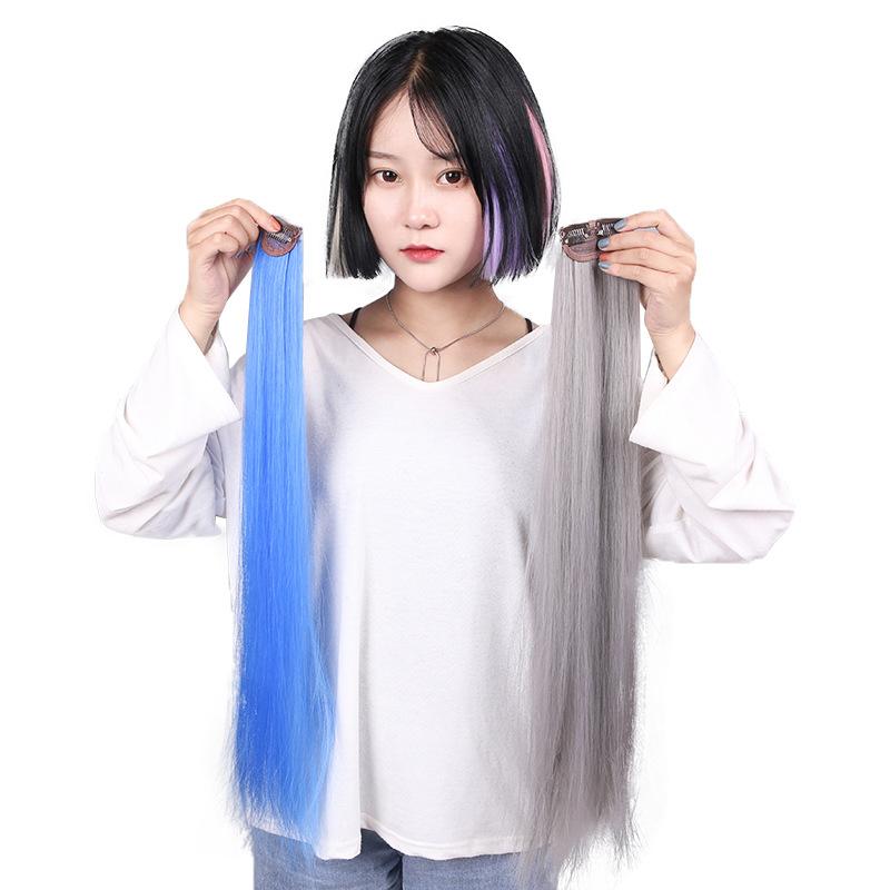 Tóc giả màu, tóc thẳng, có thể uốn và sấy, là một mảnh tóc nối.