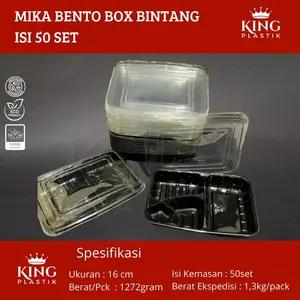 Mika Bento Box Sekat 4 Hitam 23x17x4cm Isi 50 Set Kotak Makanan Lunchbox Eco Friendly Kitchenware Dapur