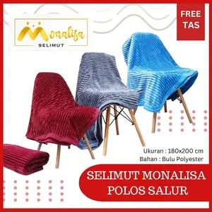 RC Selimut Monalisa Polos Salur Ukuran 180x200 cm - 900 gram