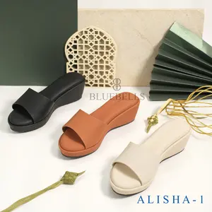 Bluebells ALISHA.A Sendal Wedges Wanita 5cm Karet Sandal (Tersedia Size 36-43) Perempuan