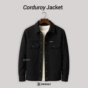 BROGUY Jacket Corduroy Stripe Teksture Pria Stylish