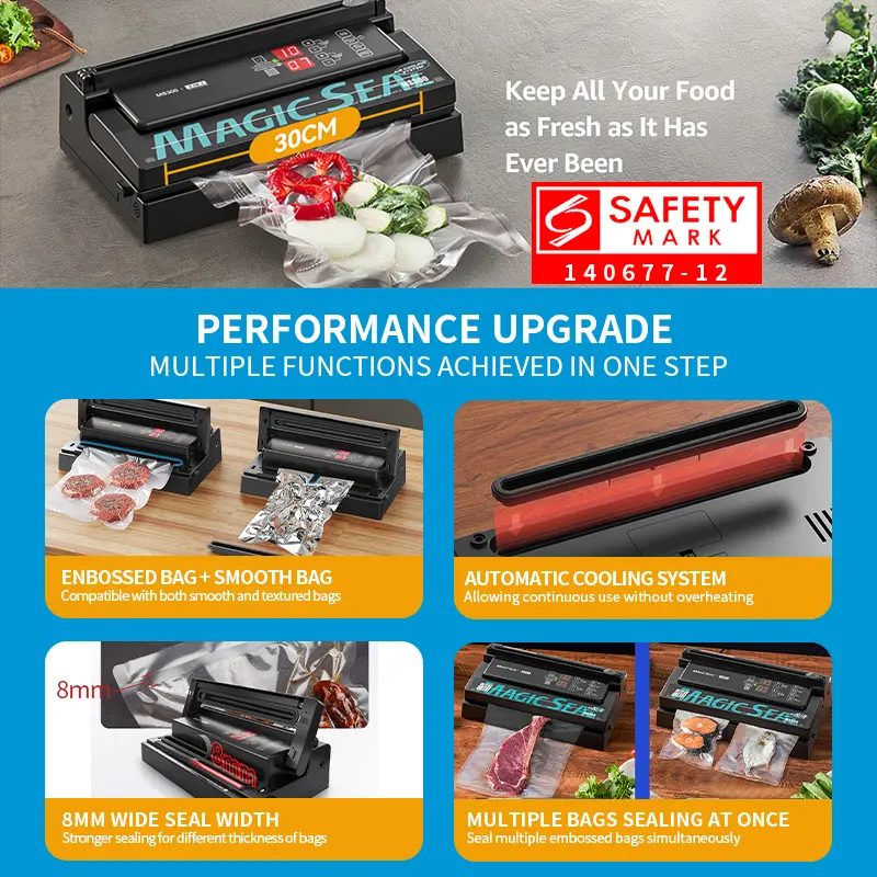 MS300 Precision Vacuum Sealer Commercial Dual-Pump Design Compatible with Smooth & Embossed Bags Efficient Durable Food