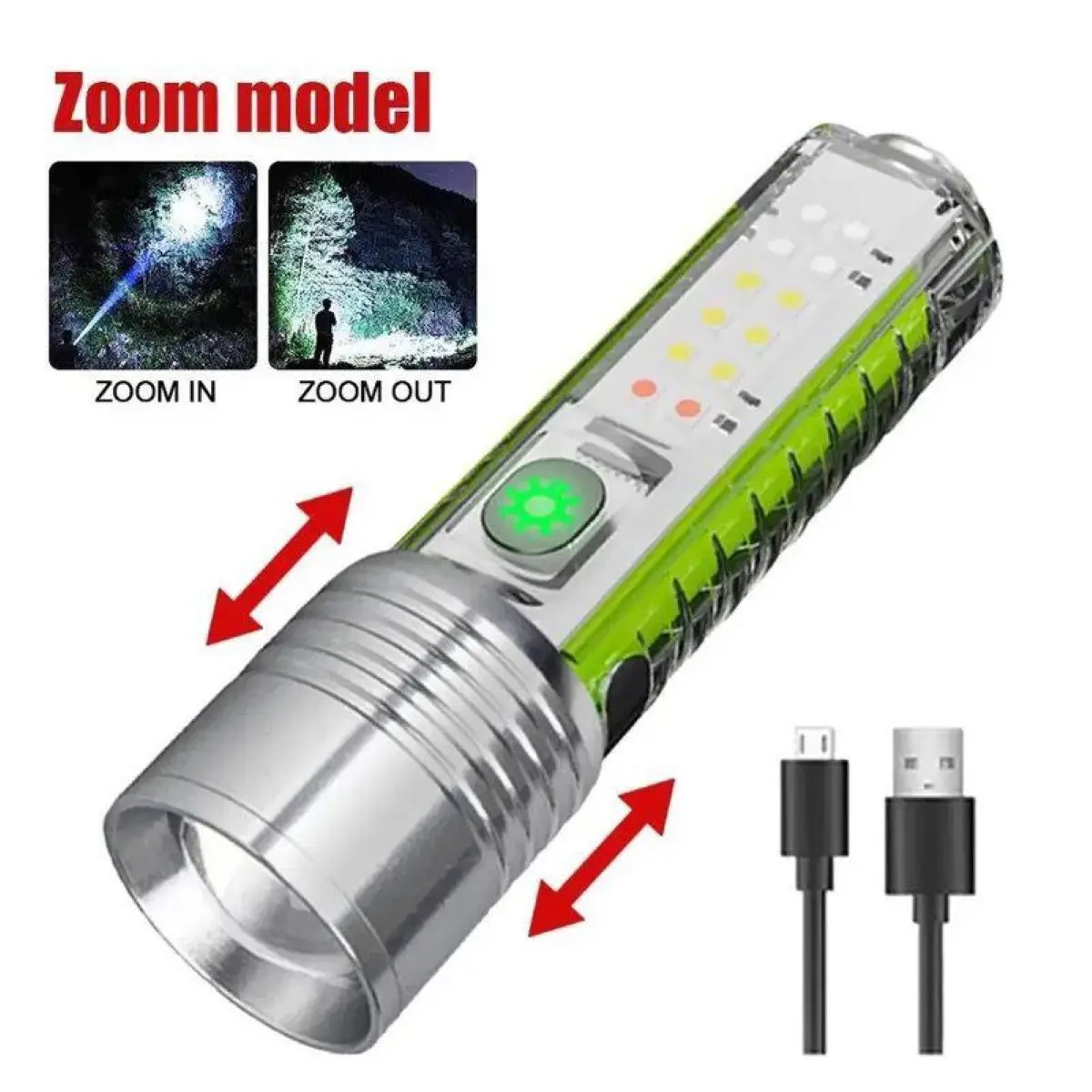 Flashlight 520A Zooming Flashlight New Upgrade Led Outdoor Waterproof LED Zoomable Flashlight Portable Camping Torch Light Lampu Alloy Lighting