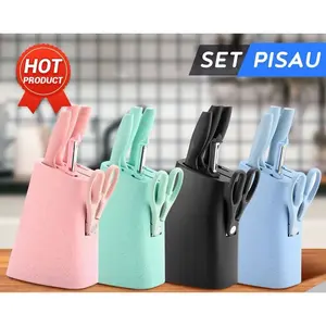 FAUS Bright Crown Pisau Dapur Set 6 in 1 / Kitchen Knife Set 6 in 1 Dengan Wadah Berkualitas pisau 6 set V2-500
