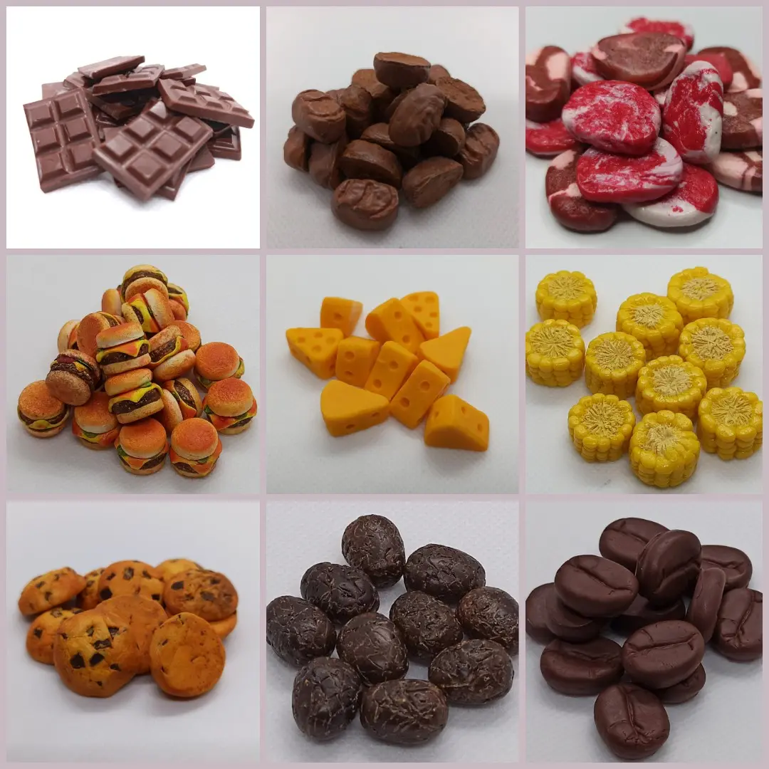 1PC Dollhouse Miniature Food bread burgers cheese chocolate cocoa coffee beans cookies corn meat