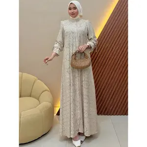 (READY STOK) Mecca Dress Vol 1 bahan viscose jacquard emboss gamis lebaran raya series adem lembut jatuh By Candy Outfitku