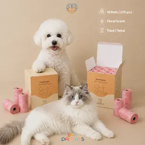 PAWPARENTS - Floral Scent Poop Bag 270pcs 18 Rolls /  Plastik Sampah Kotoran Anabul / Kantong Pup Anjing Kucing / Poop Bag Anjing / Pup Bag Anjing Murah / Plastik Pup Hewan Peliharaan Organik Biodegradable Refil