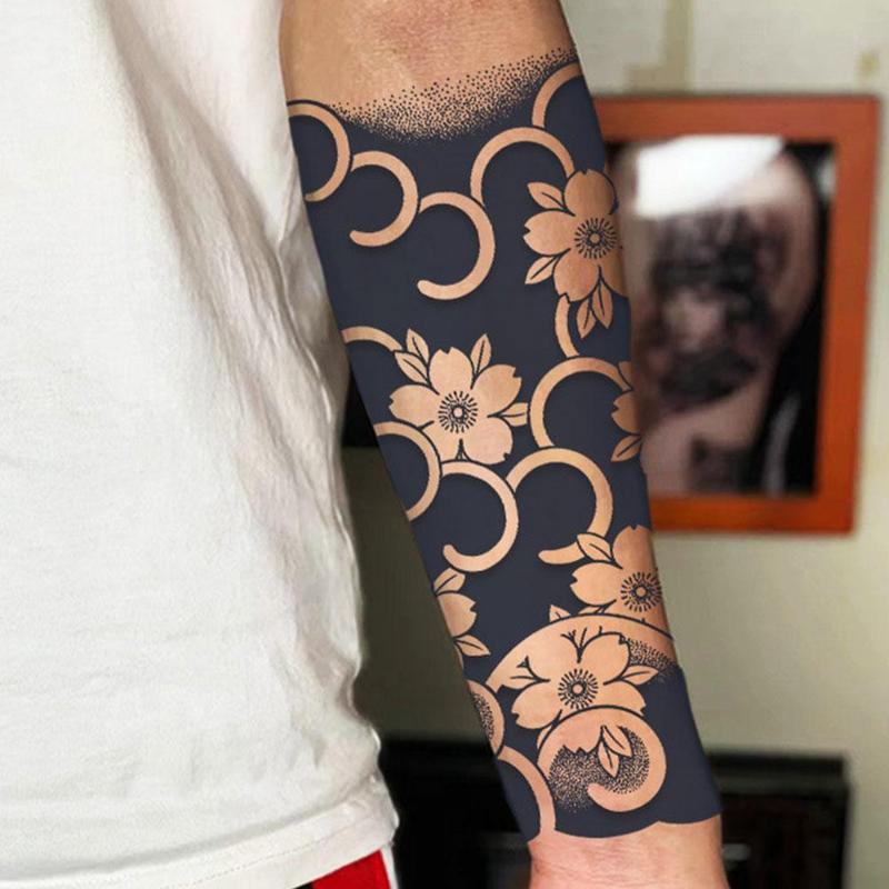 Product Introduction of Juice Herbal Tattoo Stickers Semi-permanent Wash Do Not Fall Off Waterproof Non-reflective Japanese Old Traditional Cherry Blossom Arm Koi Fish Male 46