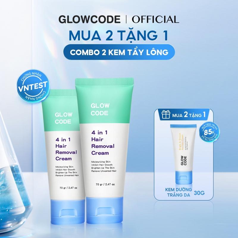   MUA 2 GIẢM 10%  Combo 2 Kem tẩy lông 4in1 Glowcode tẩy lông tay chân vùng kín nách không đau rát dịu nhẹ triệt lông 70g*2 