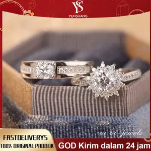 Cincin perak 925 dengan batu permata besar, anti karat dan tidak mudah menghitam, cocok untuk pernikahan, pertunangan, dan penggunaan sehari-hari.