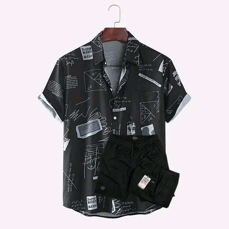 ONE SET SETELAN KEMEJA allora PRIA WANITA  MOTIF AMARILO PREMIUM RAYON COTTON  Celana  Katun Casual Lengan pendek keren  Santai trandy Panjang Polos 3