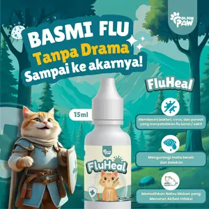 Golden Paw - FluHeal Obat Anti Flu Pereda Pilek Demam Bersin Anti Flu Tetes Untuk Kucing Sakit Batuk Lemas - 15ML