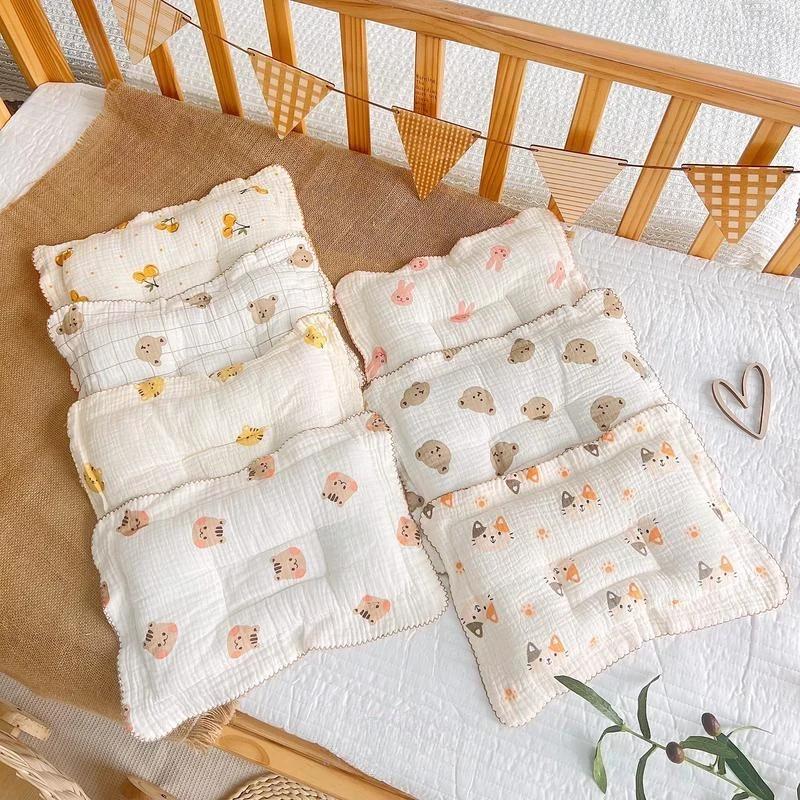 Gối xô sơ sinh chữ nhật cho bé chính hãng vải sợi Muslin cao cấp chống méo đầu êm ái thoải mái cho bé nằm
