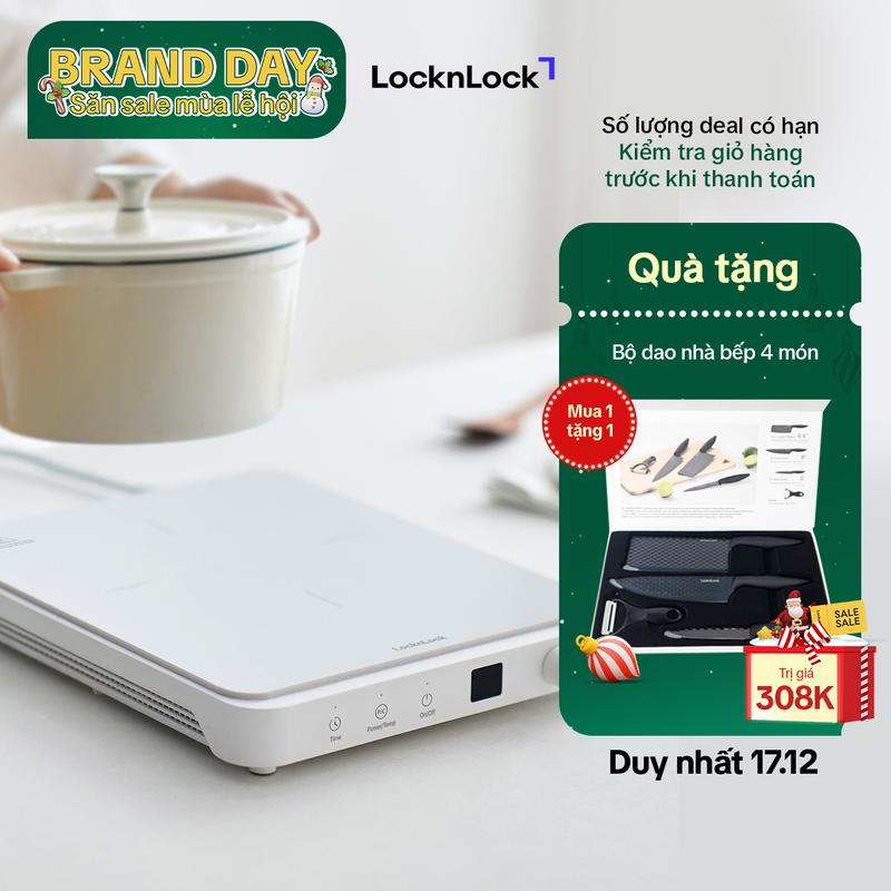 Bếp điện từ Bianco LocknLock Slim induction cooker EJI146WHT - Công suất 1850W- Màu trắng Bếp Từ điều khiển nút vặn mặt bếp kính