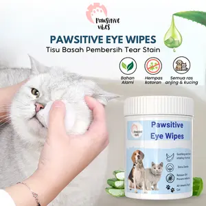 Pawsitive Vibes Tisu Pembersih Mata Kucing Anjing isi 130pcs Extra Lembut & Aman Bahan Alami denga Chamomile & Aloevera