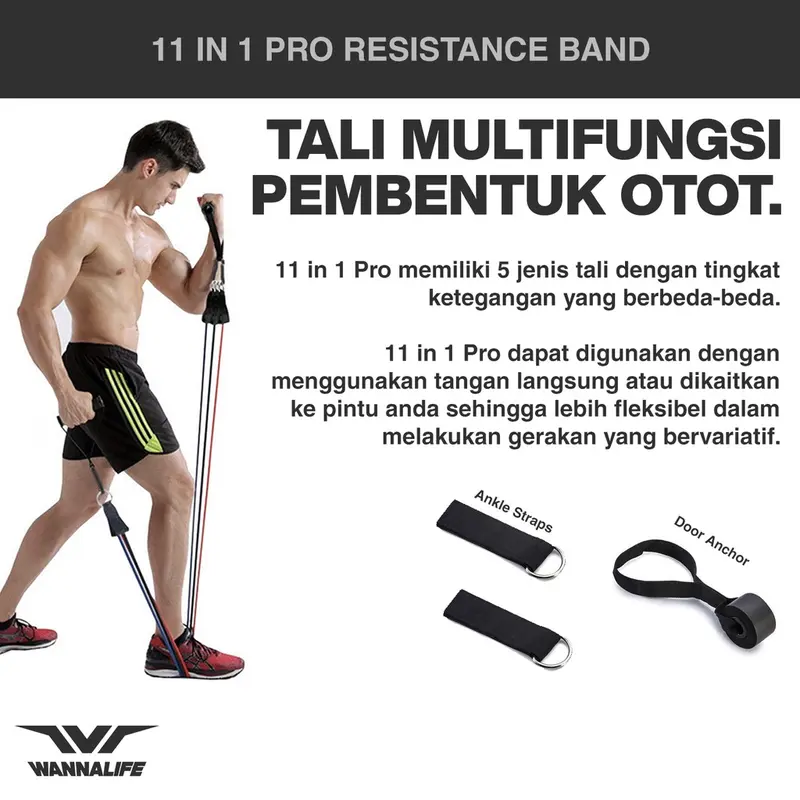 11 IN 1 PRO RESISTANCE BAND SET FITNESS GYM STRETCHING PILATES YOGA 1