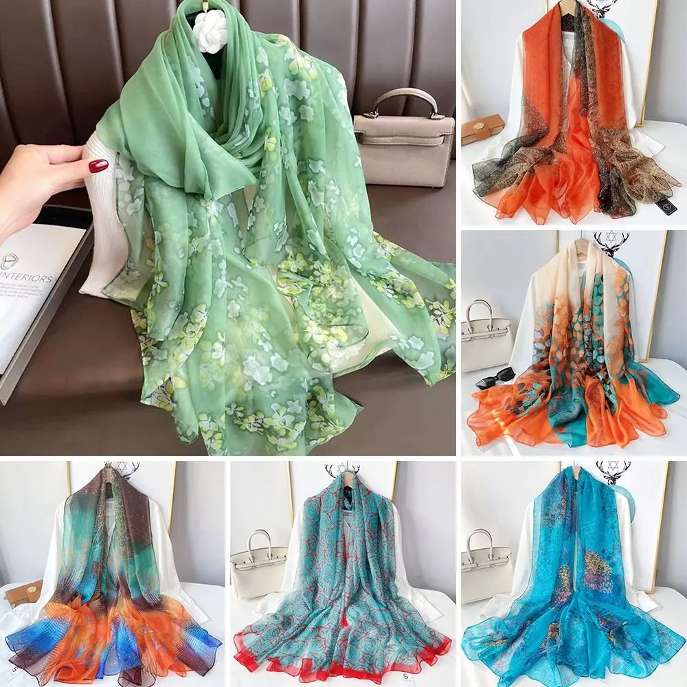 Khăn Quàng lụa, sang trọng cho phụ nữ, in hoa chống nắng, cổ cà vạt, khăn quàng choàng, mùa xuân, ngoại cỡ, khăn đội đầu