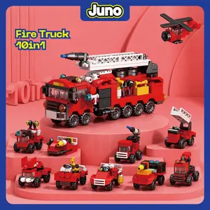 JUNO Mainan Bricks 10 model (10in1) Fire Rescue 3D Puzzle DIY Bricks Mobil Polisi 9118