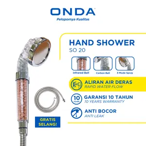 ONDA Hand Shower Mandi SO 20 Kepala Shower Set Shower Heads ABS Kepala Shower Full Set 2 Mode Air Deras Filter Bola Ion Anti Bocor Sower Genggam Set Komplit