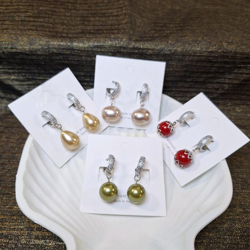 ANTING JUNTAI MUTIARA KULIT KERANG & PERMATA ZIRCONIA PREMIUM PLATING RODIUM 3MODEL 0