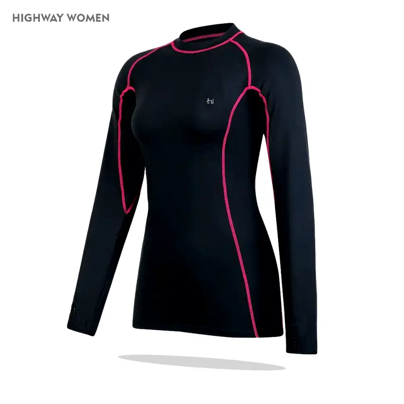 HIGHWAY Baju Kaos Manset Baselayer Sports Wanita Basic Layer compression wear Inner Lengan Panjang Long Sleve Luxury T-Shirt  Olahraga Original volly senam aerobik Zumba Jogging Renang Sepeda Pakaian 0