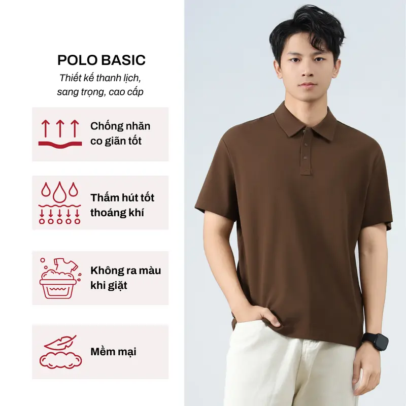 Áo thun polo nam Urano chất liệu poly cá sấu thấm hút mồ hôi co giãn 4 chiều PL01 2