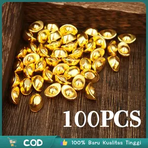 Isi 100/1set Yuan Bao Emas Home Ornament Yuan Bao Mini Feng Shui Yen Pao Dekorasi