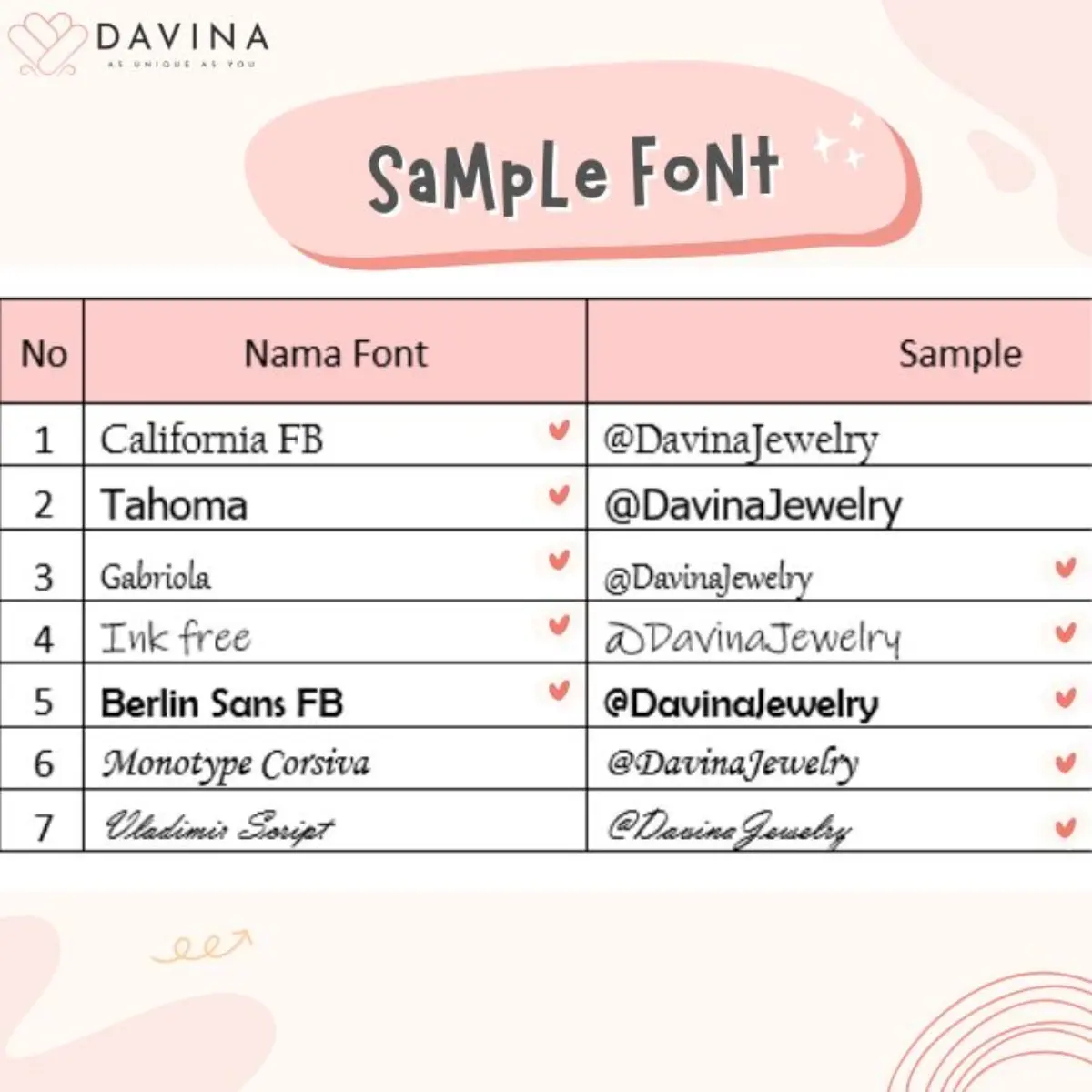 DAVINA Add On Custom Name Engraving for Rings and Jewelries