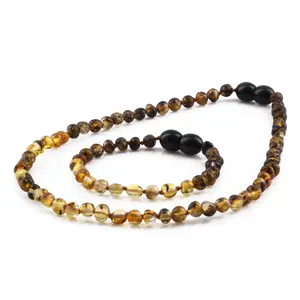 Amber Buddy | XB44RG2-A Kalung & Gelang Amber Bayi Rainbow Green Glossy - 32cm & 14cm