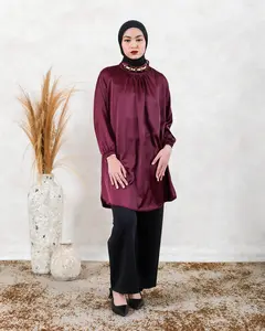 ESMIRA - CANDYS Tunik Mulberry Silk Atasan Polos LD Jumbo Baju Wanita Muslim Panjang Kekinian Oversize Gamis