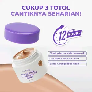 Facetology All Day Bright Triple Care Cream Light/Neutral/Warm - Glowing Tanpa Bikin Berminyak Gak Bikin Kusam & Luntur Bantu Kurangi Noda Hitam