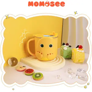 Momosee Gelas Anak Stainless Sedotan Anak Nailong 3D Gelas Minum Tahan Suhu Anti Tumpah 260ml BB46